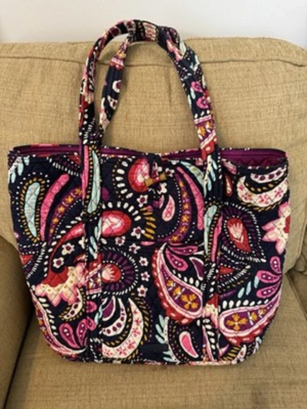 Vera Bradley Turnlock Tote Bag in “Painted Paisley